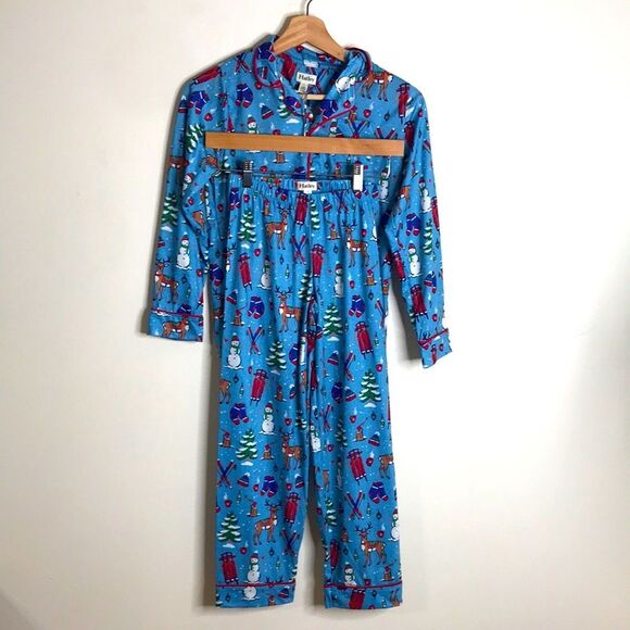 Hatley kids cozy Christmas reindeer and Christmas tree pajamas set size 10 - Picture 1 of 11